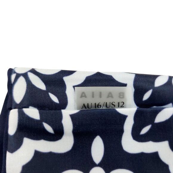 Baiia Two Piece Bikini Womens 12 White Navy One Shoulder Reversible High Waist - Picture 8 of 12